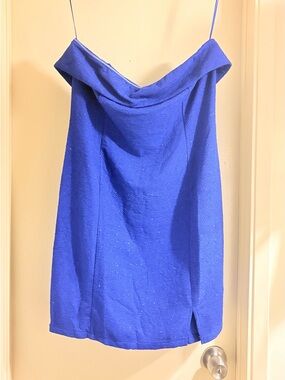 NWOT white birch Royal Blue Off-Shoulder Spaghetti Strap Mini Dress